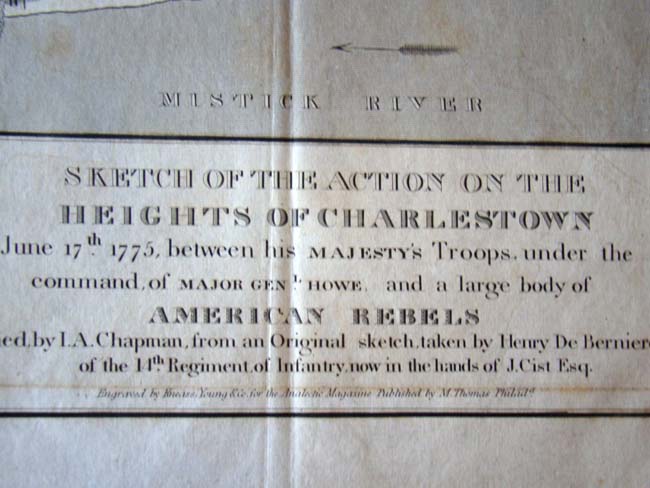 A rare Revolutionary War period "Battle of Bunker Hill" map circa 1780. — image 2